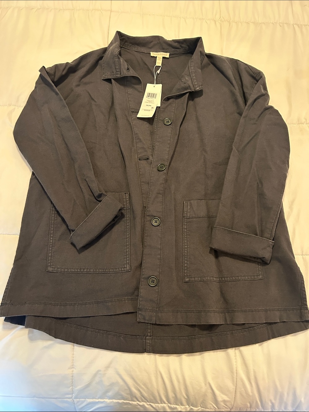 Eileen Fisher Dark Gray Button-Front Utility Jacket
